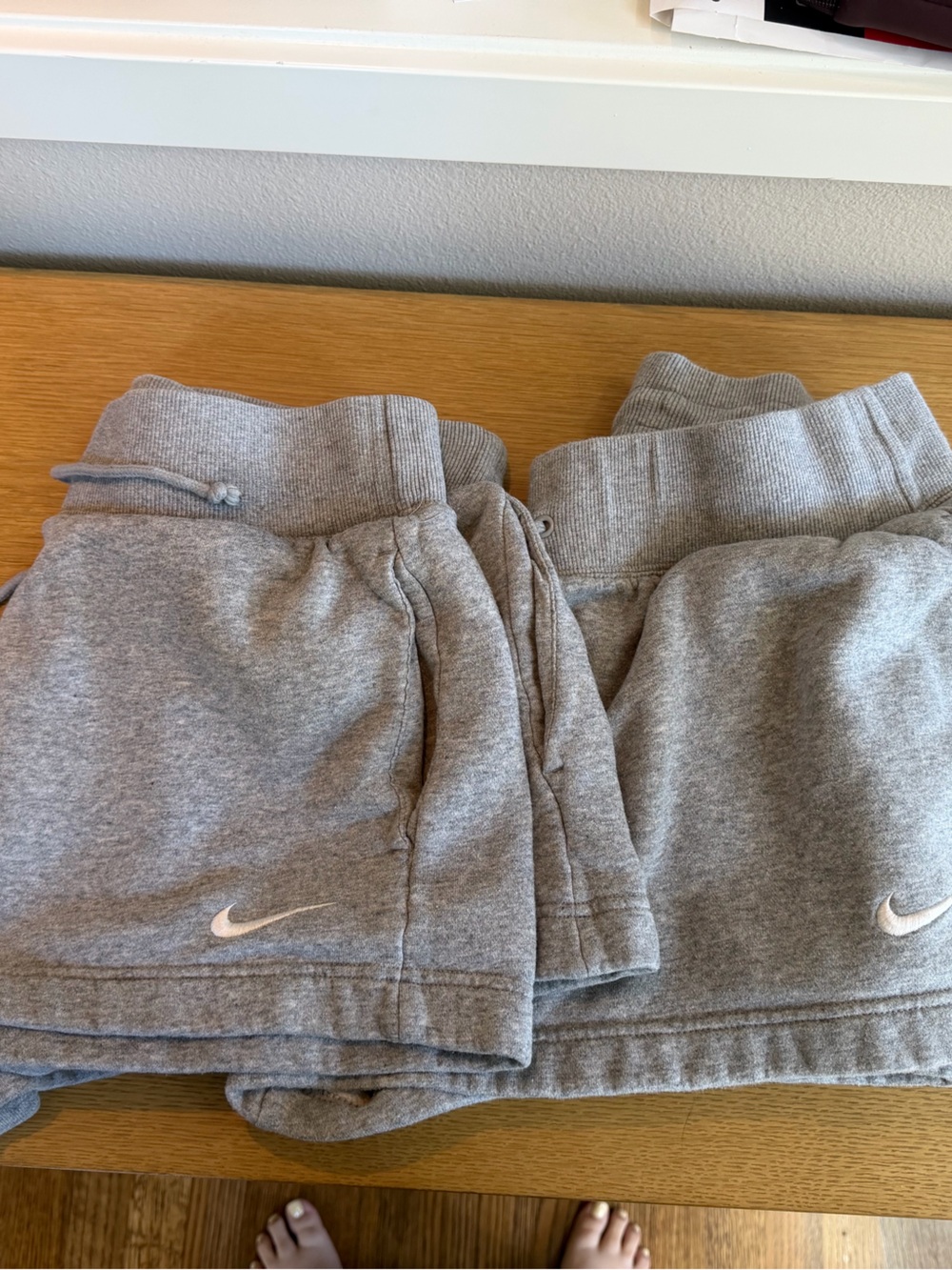 2 Nike Gray Athletic Shorts with White Swoosh